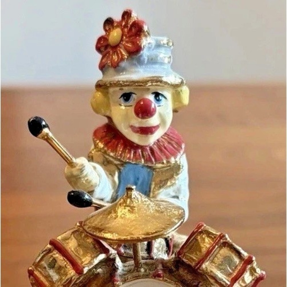 Vtg 1985 RARE Ron Lee Clown Figurine Playing Drums Drummer On Stand Signed - Picture 2 of 6